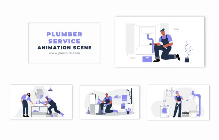 Plumber Services 2D Vector Animation Scene